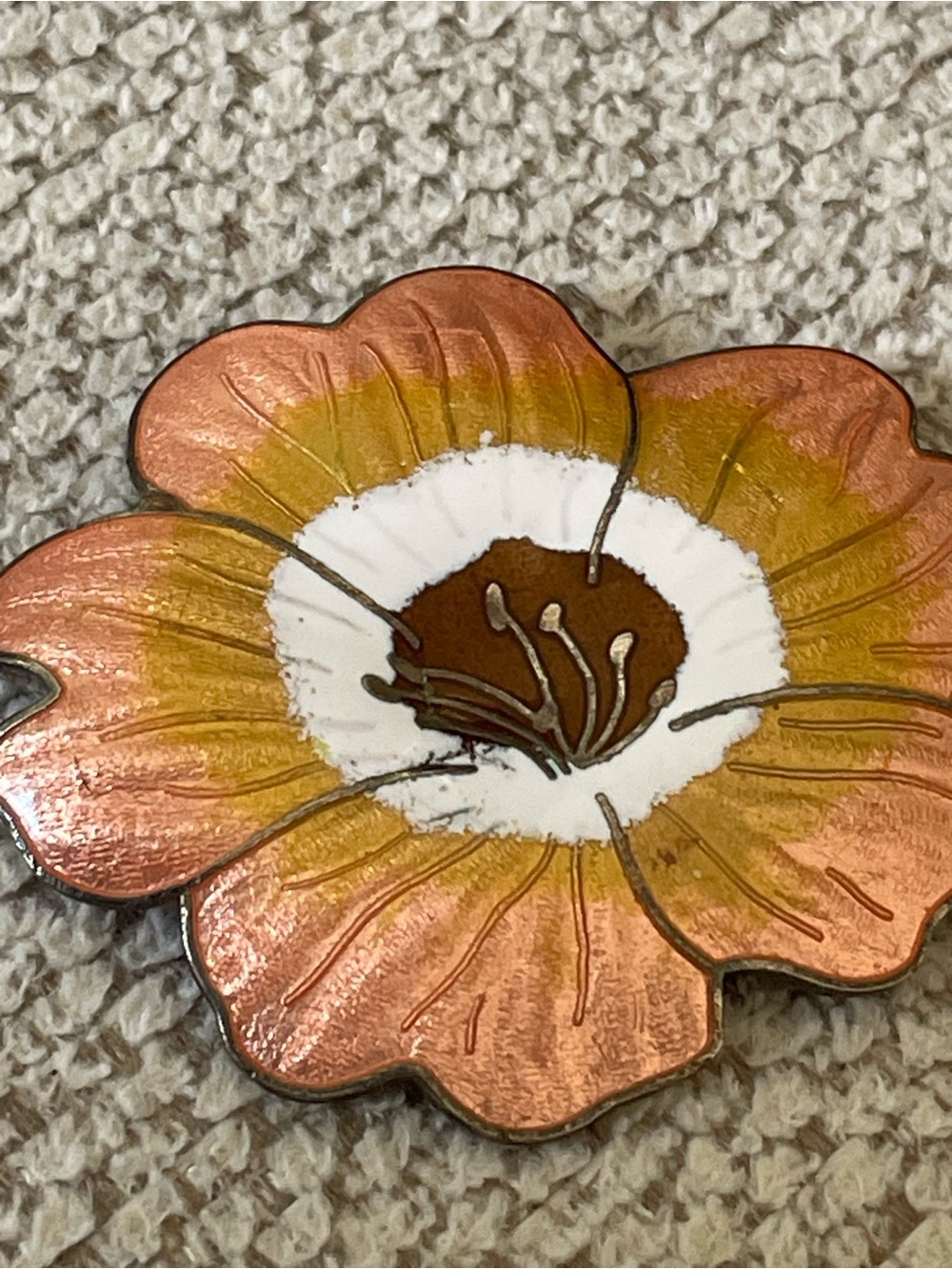 Cloisonné Vintage Flower Wall Brooch